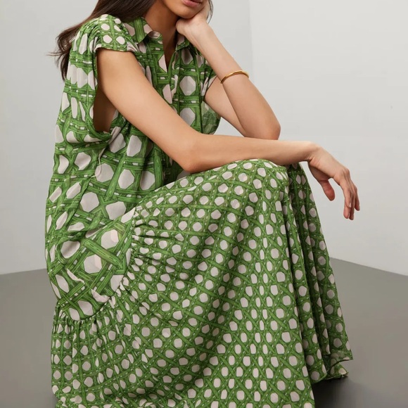 MISA Los Angeles Laura Short-Sleeve Midi Chiffon Shirtdress, Size small NWT - Picture 2 of 5